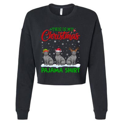 Xmas Santa Hat Reindeer Sphynx Dog Christmas Cropped Pullover Crew