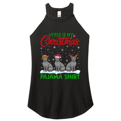 Xmas Santa Hat Reindeer Sphynx Dog Christmas Women's Perfect Tri Rocker Tank