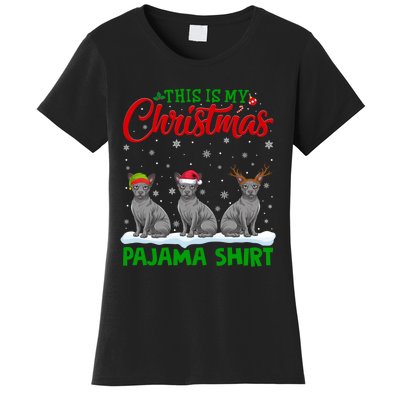 Xmas Santa Hat Reindeer Sphynx Dog Christmas Women's T-Shirt