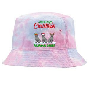 Xmas Santa Hat Reindeer Sphynx Dog Christmas Tie-Dyed Bucket Hat