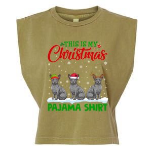 Xmas Santa Hat Reindeer Sphynx Dog Christmas Garment-Dyed Women's Muscle Tee