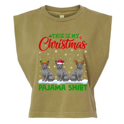 Xmas Santa Hat Reindeer Sphynx Dog Christmas Garment-Dyed Women's Muscle Tee