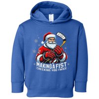 Xmas Santa Hockey Players Making A Fist Checking Your Twice Toddler Hoodie