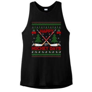 Xmas Sweater Happy Hockeydays Ugly Ice Hockey Christmas Gift Ladies PosiCharge Tri-Blend Wicking Tank