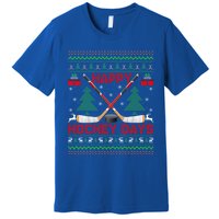 Xmas Sweater Happy Hockeydays Ugly Ice Hockey Christmas Gift Premium T-Shirt