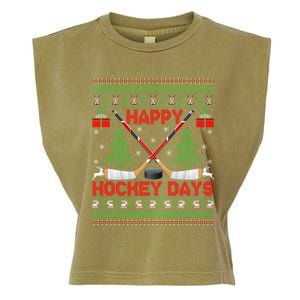 Xmas Sweater Happy Hockeydays Ugly Ice Hockey Christmas Gift Garment-Dyed Women's Muscle Tee