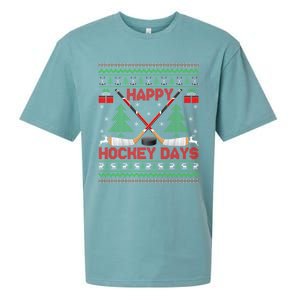 Xmas Sweater Happy Hockeydays Ugly Ice Hockey Christmas Gift Sueded Cloud Jersey T-Shirt