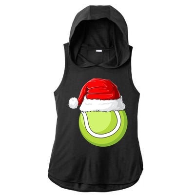 Xmas Santa Hat Christmas Tennis Funny Gift Ladies PosiCharge Tri-Blend Wicking Draft Hoodie Tank