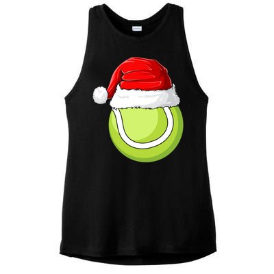 Xmas Santa Hat Christmas Tennis Funny Gift Ladies PosiCharge Tri-Blend Wicking Tank