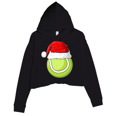 Xmas Santa Hat Christmas Tennis Funny Gift Crop Fleece Hoodie