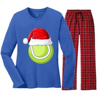 Xmas Santa Hat Christmas Tennis Funny Gift Women's Long Sleeve Flannel Pajama Set 