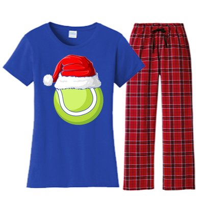 Xmas Santa Hat Christmas Tennis Funny Gift Women's Flannel Pajama Set