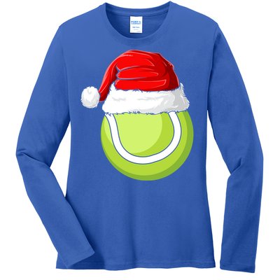 Xmas Santa Hat Christmas Tennis Funny Gift Ladies Long Sleeve Shirt