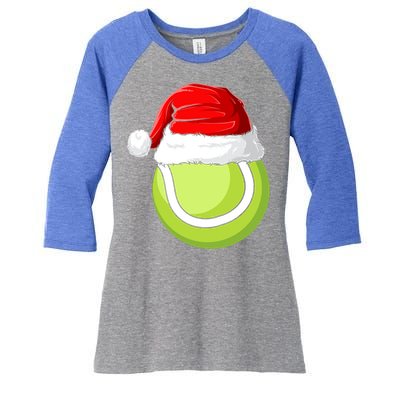 Xmas Santa Hat Christmas Tennis Funny Gift Women's Tri-Blend 3/4-Sleeve Raglan Shirt