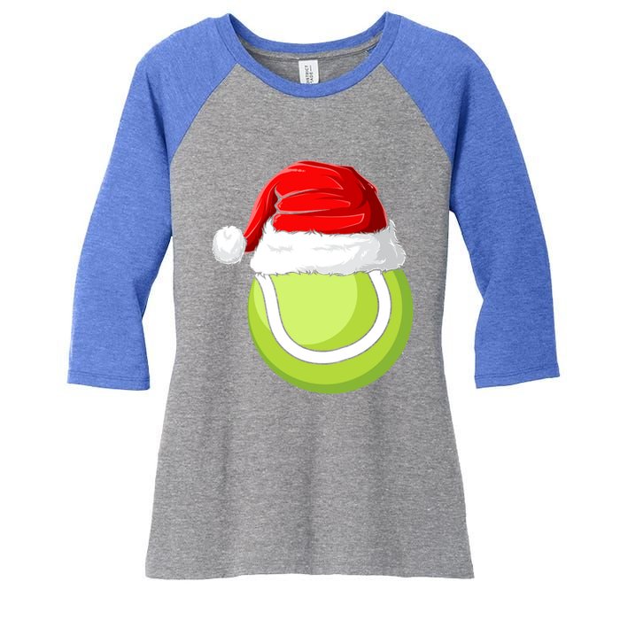 Xmas Santa Hat Christmas Tennis Funny Gift Women's Tri-Blend 3/4-Sleeve Raglan Shirt