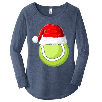 Xmas Santa Hat Christmas Tennis Funny Gift Women's Perfect Tri Tunic Long Sleeve Shirt