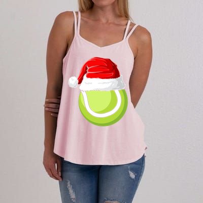 Xmas Santa Hat Christmas Tennis Funny Gift Women's Strappy Tank