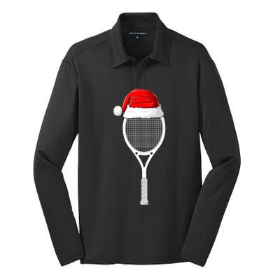 Xmas Santa Hat Tennis Racket Christmas Tennis Cool Gift Silk Touch Performance Long Sleeve Polo