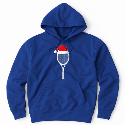 Xmas Santa Hat Tennis Racket Christmas Tennis Cool Gift Hoodie