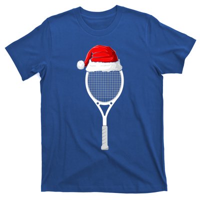 Xmas Santa Hat Tennis Racket Christmas Tennis Cool Gift T-Shirt