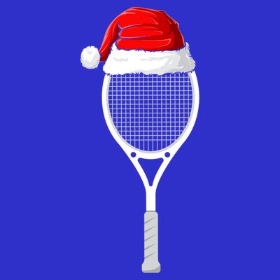 Xmas Santa Hat Tennis Racket Christmas Tennis Cool Gift T-Shirt