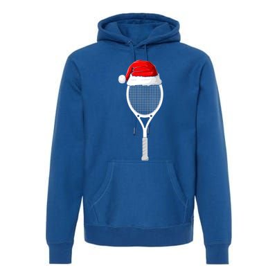 Xmas Santa Hat Tennis Racket Christmas Tennis Cool Gift Premium Hoodie