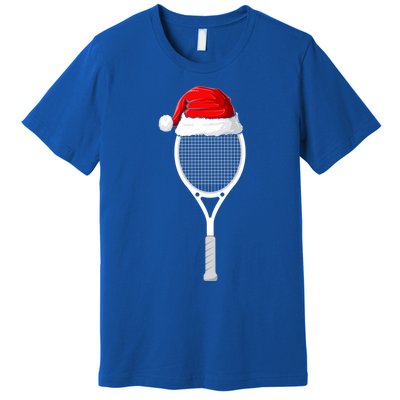 Xmas Santa Hat Tennis Racket Christmas Tennis Cool Gift Premium T-Shirt