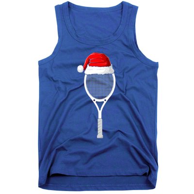 Xmas Santa Hat Tennis Racket Christmas Tennis Cool Gift Tank Top