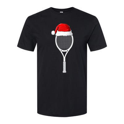 Xmas Santa Hat Tennis Racket Christmas Tennis Cool Gift Softstyle® CVC T-Shirt