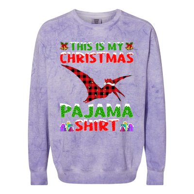 Xmas Santa Hat This Is My Pterodactyl Christmas Pajama Colorblast Crewneck Sweatshirt