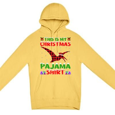 Xmas Santa Hat This Is My Pterodactyl Christmas Pajama Premium Pullover Hoodie