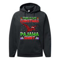 Xmas Santa Hat This Is My Pterodactyl Christmas Pajama Performance Fleece Hoodie