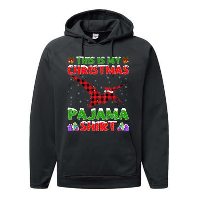 Xmas Santa Hat This Is My Pterodactyl Christmas Pajama Performance Fleece Hoodie