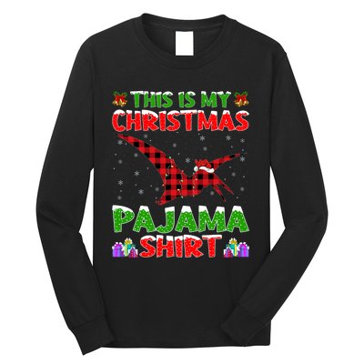 Xmas Santa Hat This Is My Pterodactyl Christmas Pajama Long Sleeve Shirt