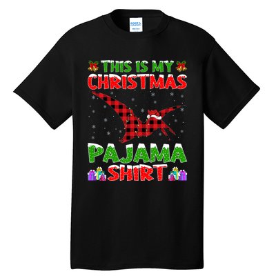 Xmas Santa Hat This Is My Pterodactyl Christmas Pajama Tall T-Shirt