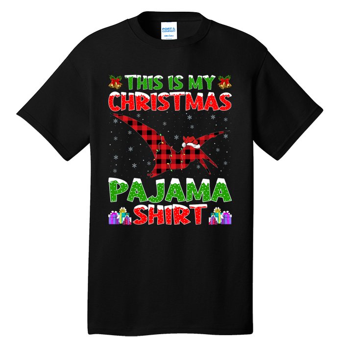 Xmas Santa Hat This Is My Pterodactyl Christmas Pajama Tall T-Shirt