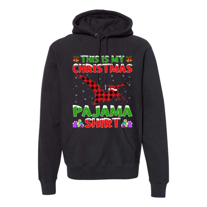 Xmas Santa Hat This Is My Pterodactyl Christmas Pajama Premium Hoodie