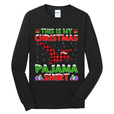 Xmas Santa Hat This Is My Pterodactyl Christmas Pajama Tall Long Sleeve T-Shirt