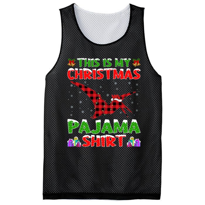 Xmas Santa Hat This Is My Pterodactyl Christmas Pajama Mesh Reversible Basketball Jersey Tank