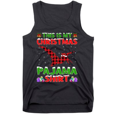 Xmas Santa Hat This Is My Pterodactyl Christmas Pajama Tank Top