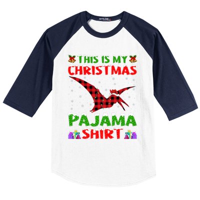 Xmas Santa Hat This Is My Pterodactyl Christmas Pajama Baseball Sleeve Shirt