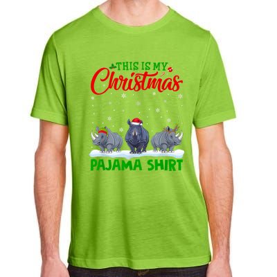 Xmas Santa Hat Reindeer Rhino Christmas Pajama Adult ChromaSoft Performance T-Shirt