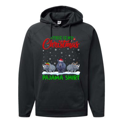 Xmas Santa Hat Reindeer Rhino Christmas Pajama Performance Fleece Hoodie