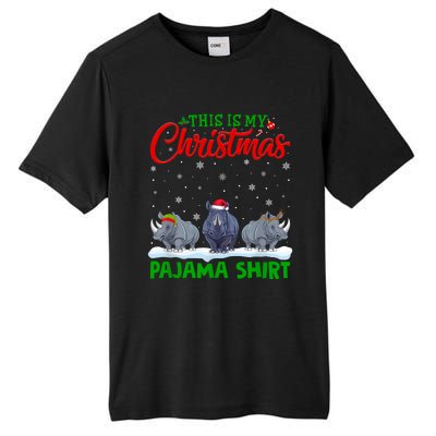 Xmas Santa Hat Reindeer Rhino Christmas Pajama Tall Fusion ChromaSoft Performance T-Shirt