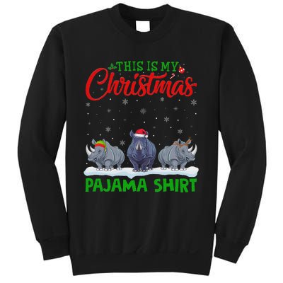 Xmas Santa Hat Reindeer Rhino Christmas Pajama Sweatshirt