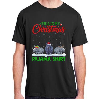 Xmas Santa Hat Reindeer Rhino Christmas Pajama Adult ChromaSoft Performance T-Shirt