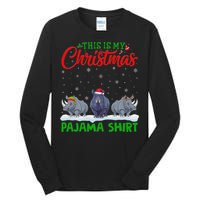 Xmas Santa Hat Reindeer Rhino Christmas Pajama Tall Long Sleeve T-Shirt