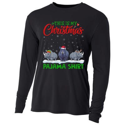 Xmas Santa Hat Reindeer Rhino Christmas Pajama Cooling Performance Long Sleeve Crew