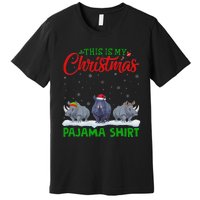 Xmas Santa Hat Reindeer Rhino Christmas Pajama Premium T-Shirt