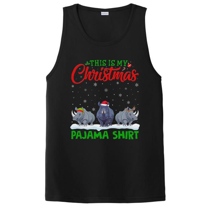 Xmas Santa Hat Reindeer Rhino Christmas Pajama PosiCharge Competitor Tank